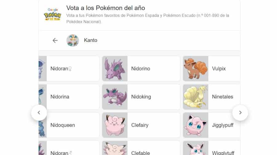 Google invita a los usuarios a elegir el Pokémon del Año 2020