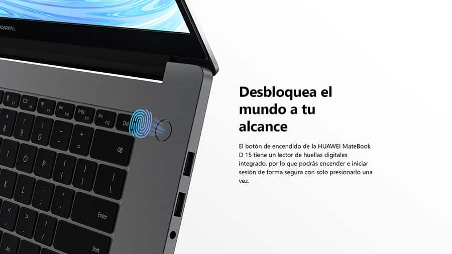 La Huawei MateBook D 15 tiene lector de huellas digital