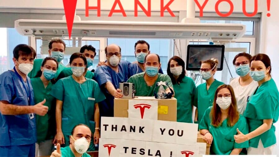 Los hospitales de España agradecieron el apoyo de Tesla