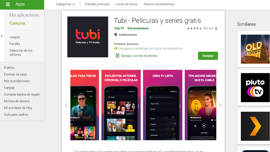 Tubi está disponible para Android y iOS