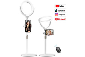 Anillo de luz con soporte para teléfono celular y obturador remoto para Live Stream/TikTok/YouTube Video/Maquillaje
