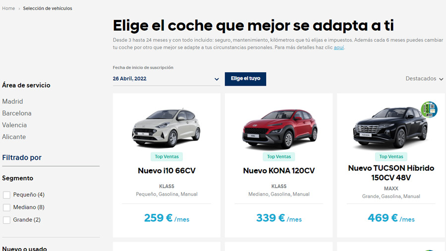 Hyundai Mocean Suscripción está disponible en Valencia y Alicante