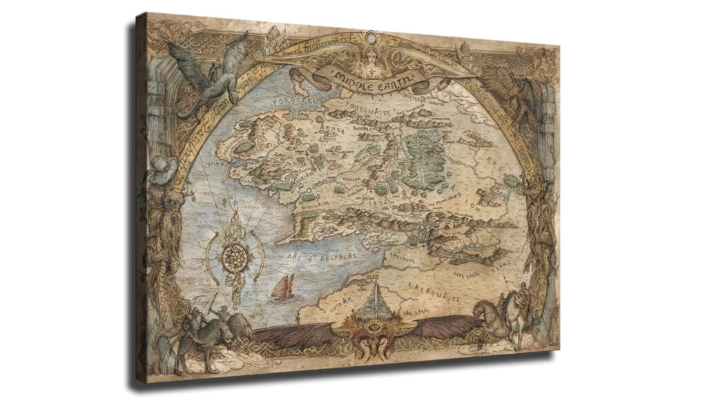 Cuadro con mapa de la Tierra Media