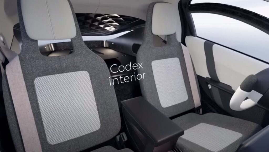 Interior de auto eléctrico de Aptera