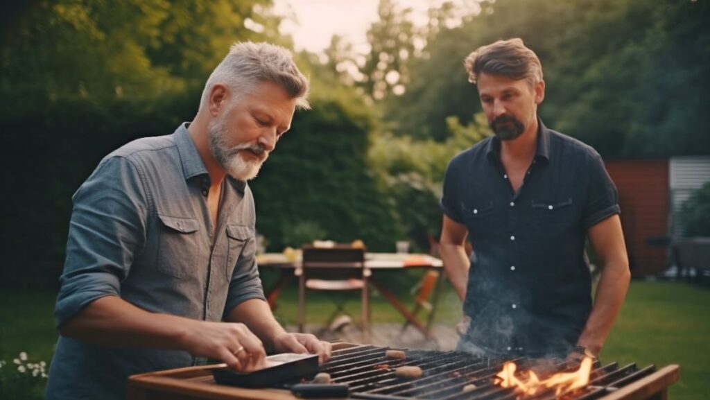 Hombres en parrillada