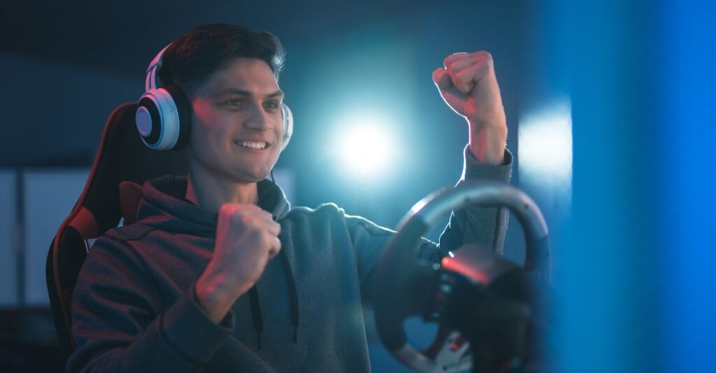 Gamer con volante