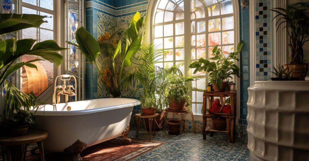 Baño con plantas y vegetación