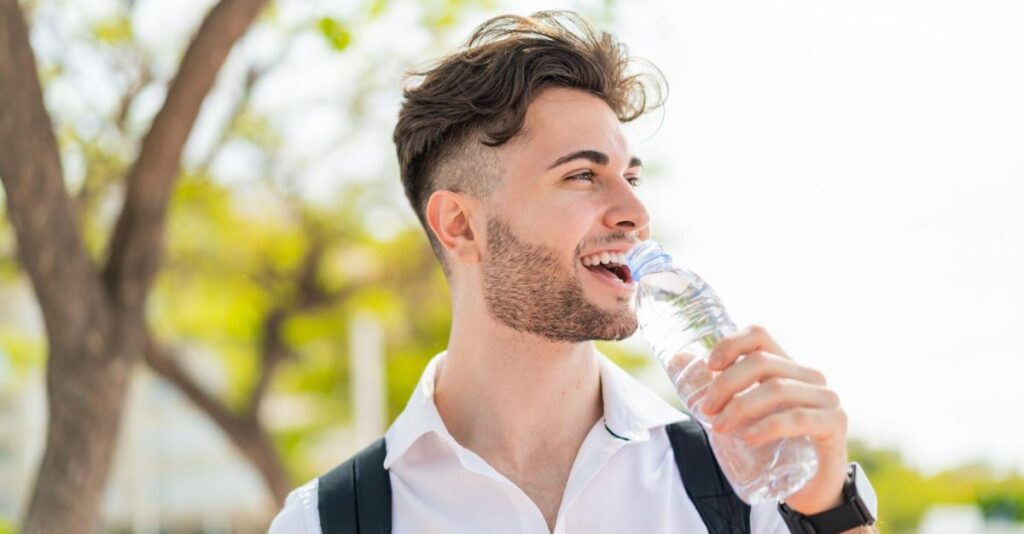 Joven tomando agua