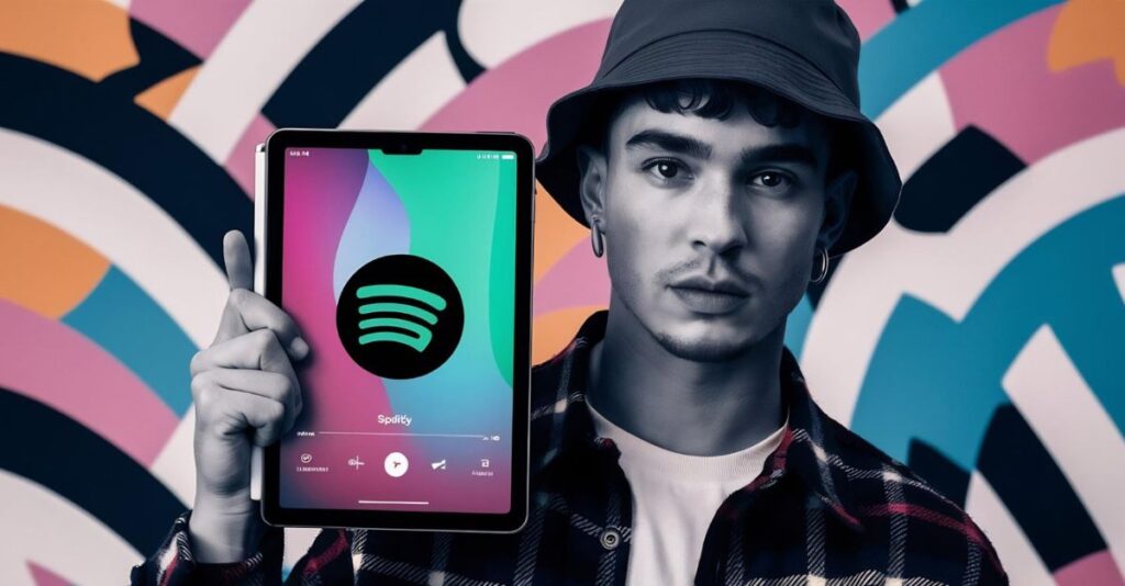 Joven tablet con Spotify
