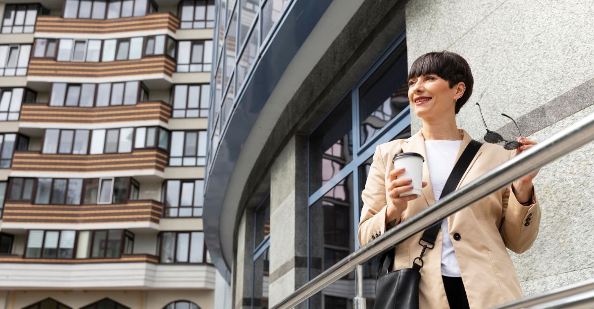 Mujer en condominios de Estados Unidos