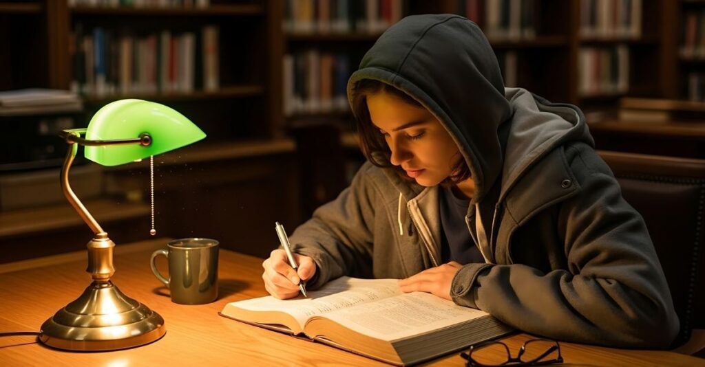 Joven escribiendo en libro