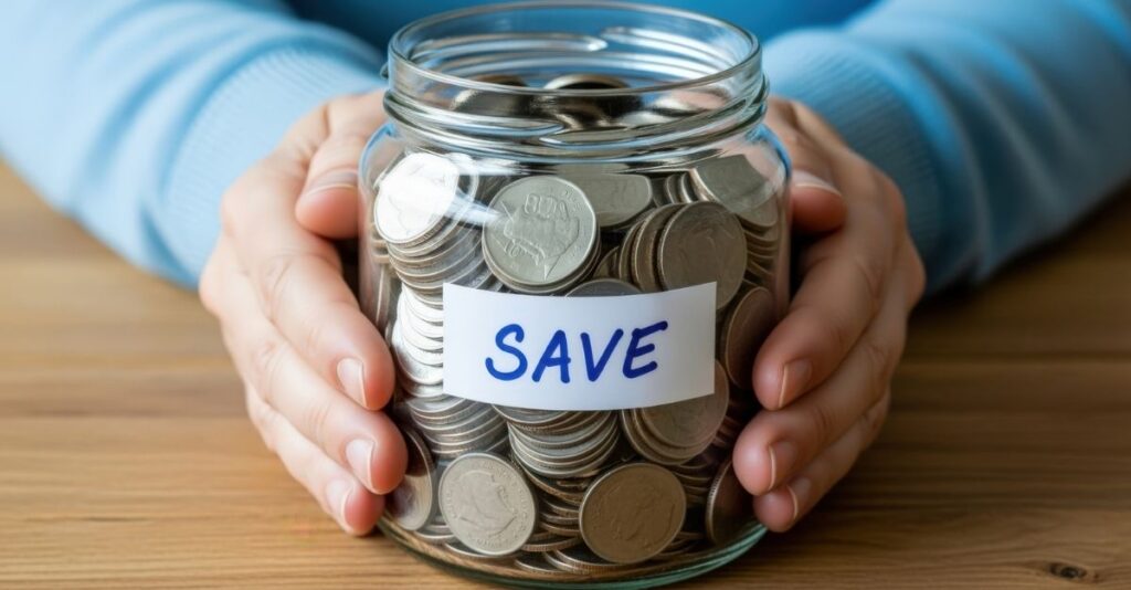 Frasco con dinero ahorrado