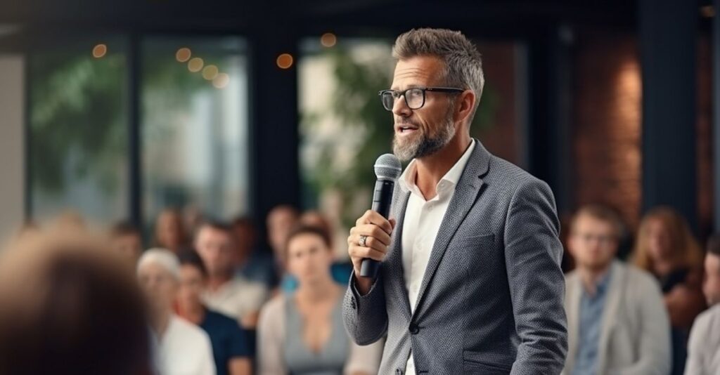 Hombre en conferencia