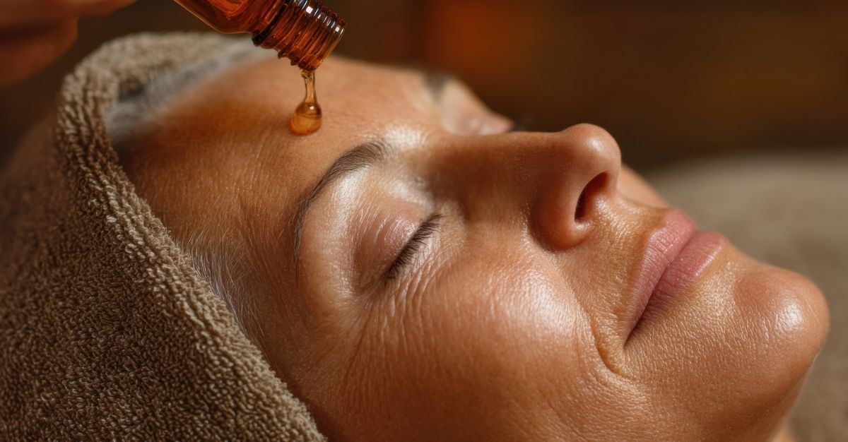 Mujer spa aplicación extractos oleosos