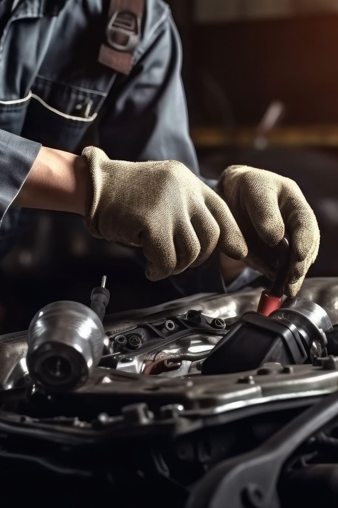 Mecánico dando mantenimiento preventivo a coche