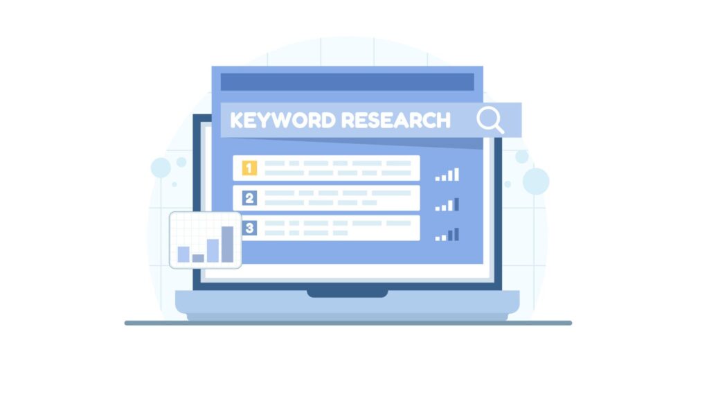 Vectores que representan investigación de palabra clave