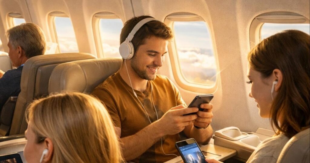 Pasajero en avión Wizz Air with Starlink