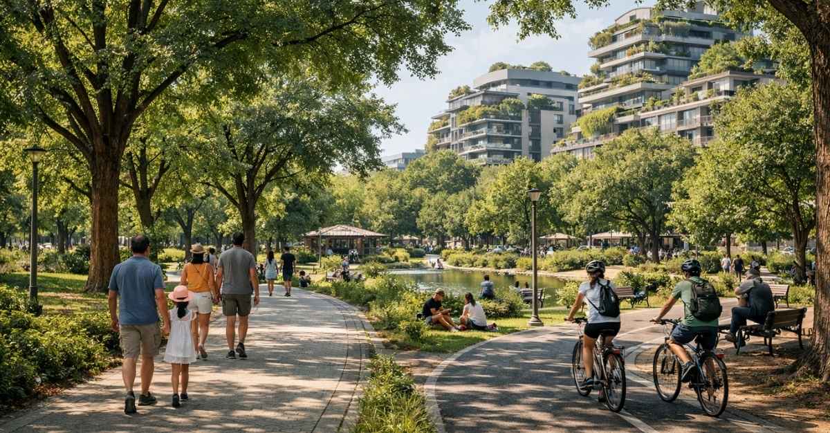 infraestructura verde parque en ciudad