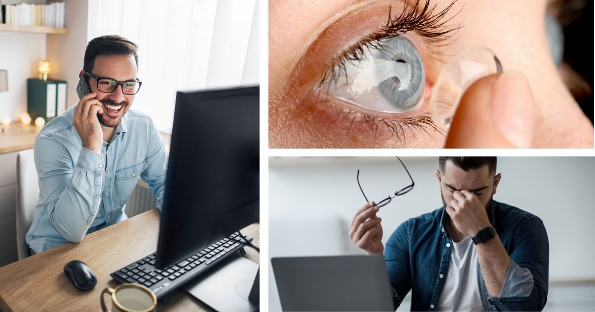 Imagen que muestra fatiga ocular por trabajo frente a computadora